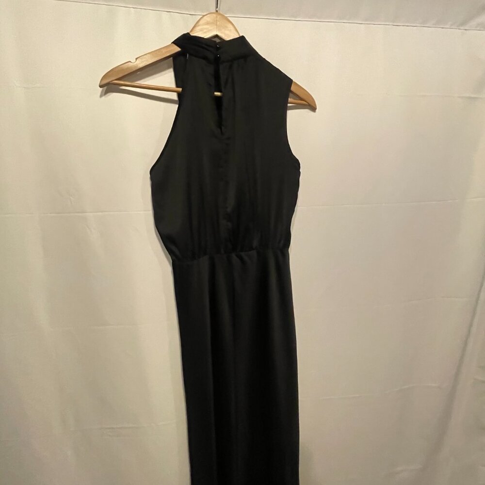 Share Women SM Pretty Garden Asymmetrical Mock Collar Black Cocktail Tea Length - Picture 6 of 11
